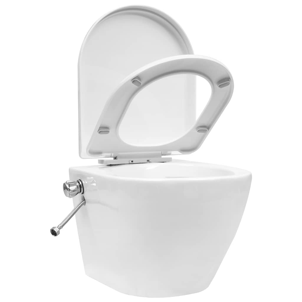 væghængt toilet uden kant og med skjult cisterne keramik hvid