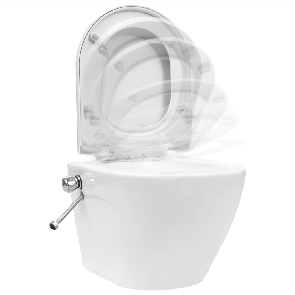 væghængt toilet uden kant og med skjult cisterne keramik hvid
