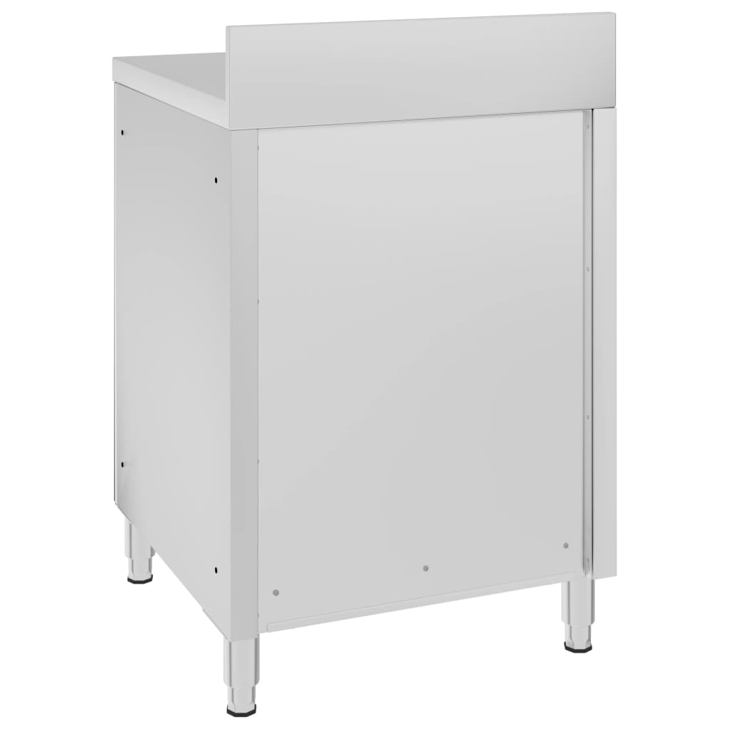 kommercielt køkkenbord med skab 60x60x96 cm rustfrit stål