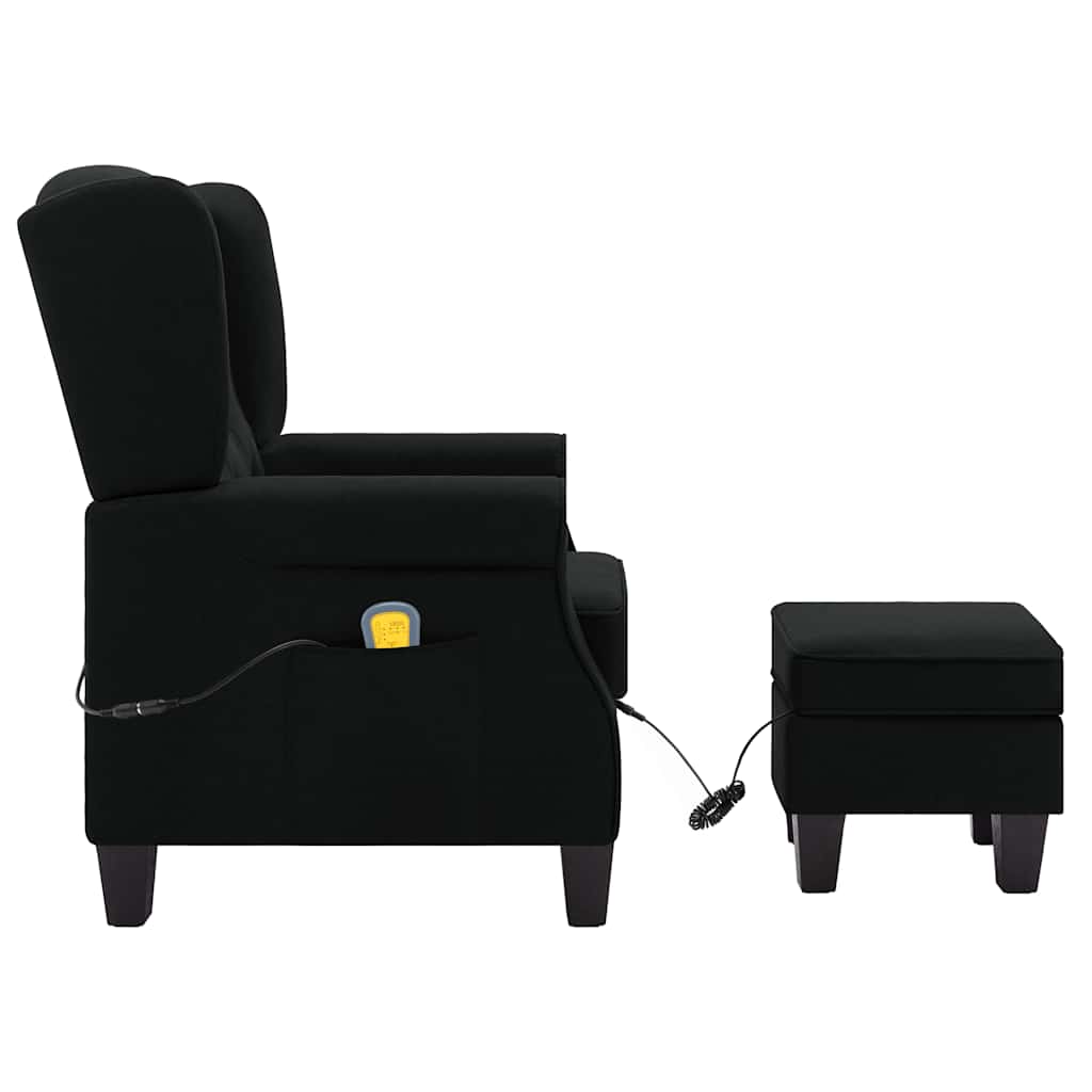 massagestol med fodskammel stof sort