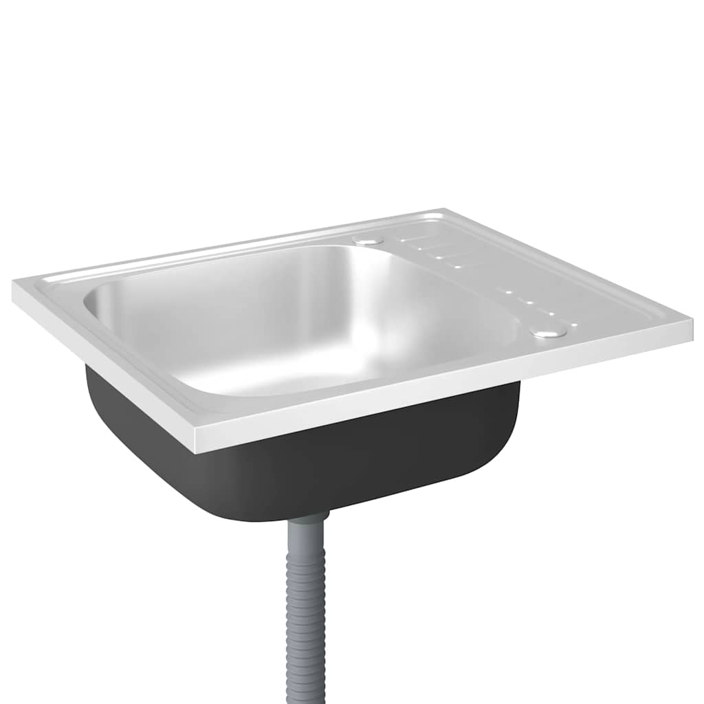 køkkenvask med afløbssæt 600x500x155 mm rustfrit stål sølv