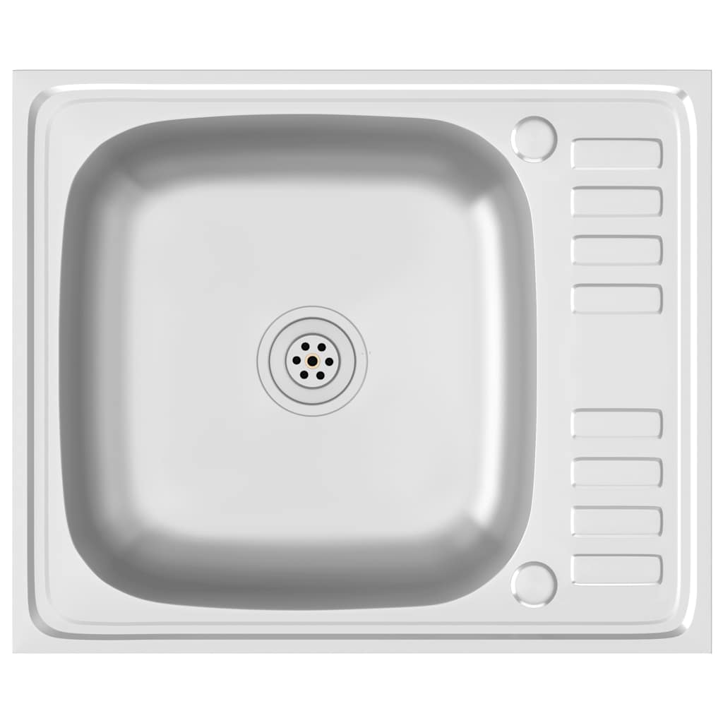 køkkenvask med afløbssæt 600x500x155 mm rustfrit stål sølv