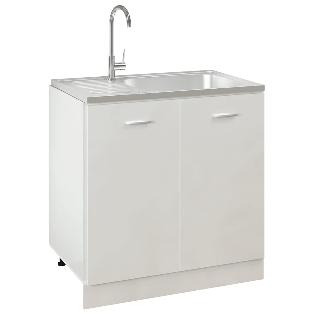 køkkenvask med afløbssæt 800x500x155 mm rustfrit stål sølv
