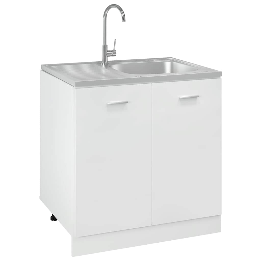 køkkenvask med afløbssæt 800x600x155 mm rustfrit stål sølv