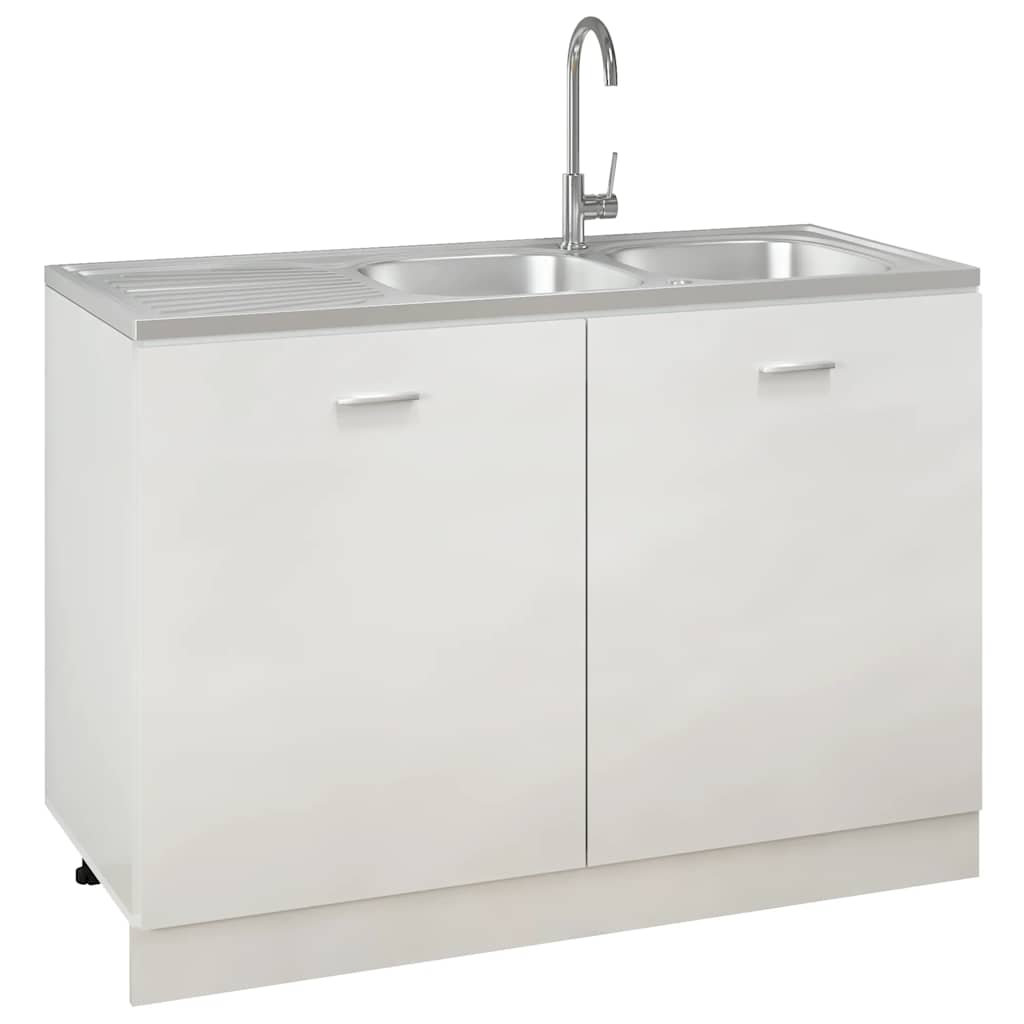 køkkenvask med 2 bassiner 1200x500x155 mm rustfrit stål sølv