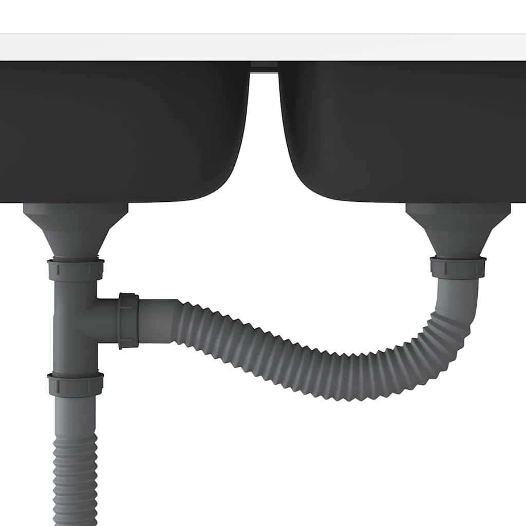 køkkenvask med 2 bassiner 1200x600x155 mm rustfrit stål sølv