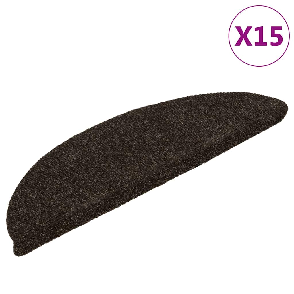 trappemåtter selvklæbende 15 stk. 56x17x3 cm mørkebrune halvrunde