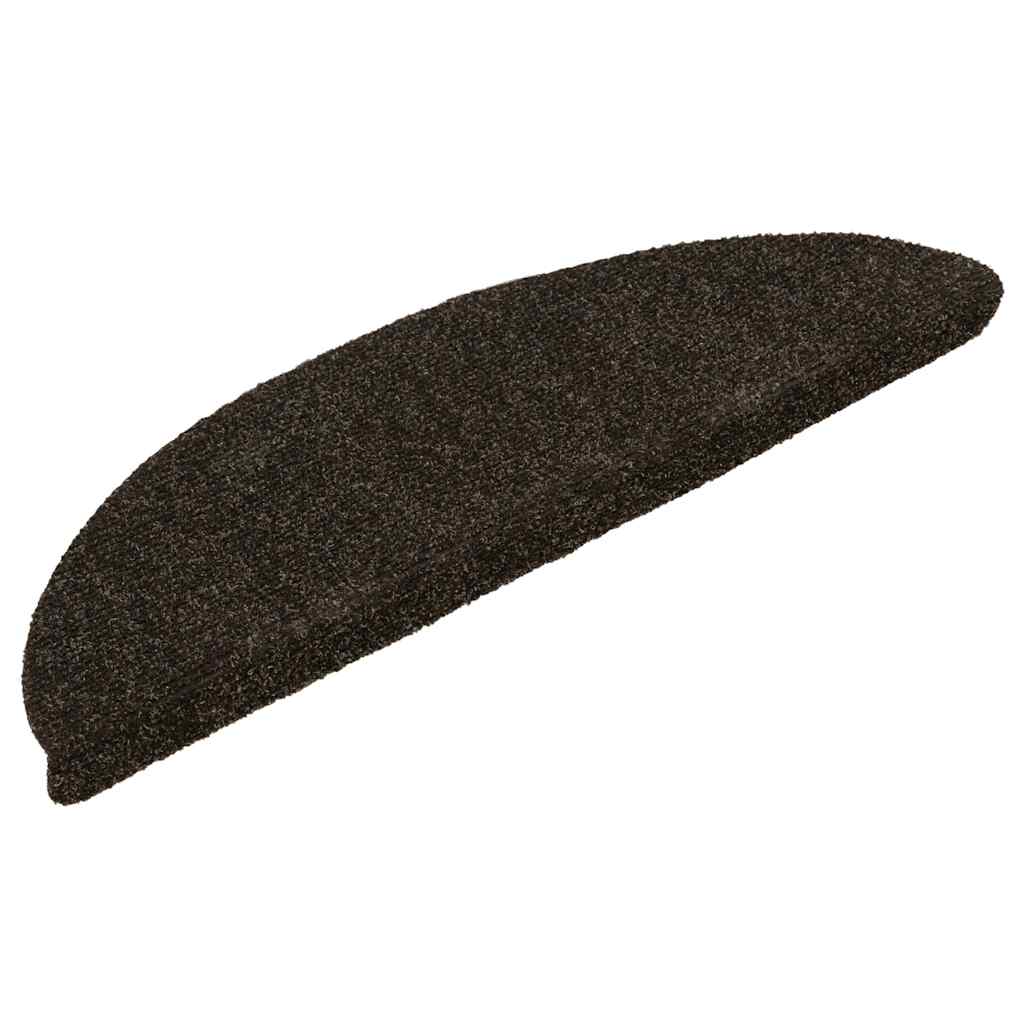 trappemåtter selvklæbende 15 stk. 56x17x3 cm mørkebrune halvrunde
