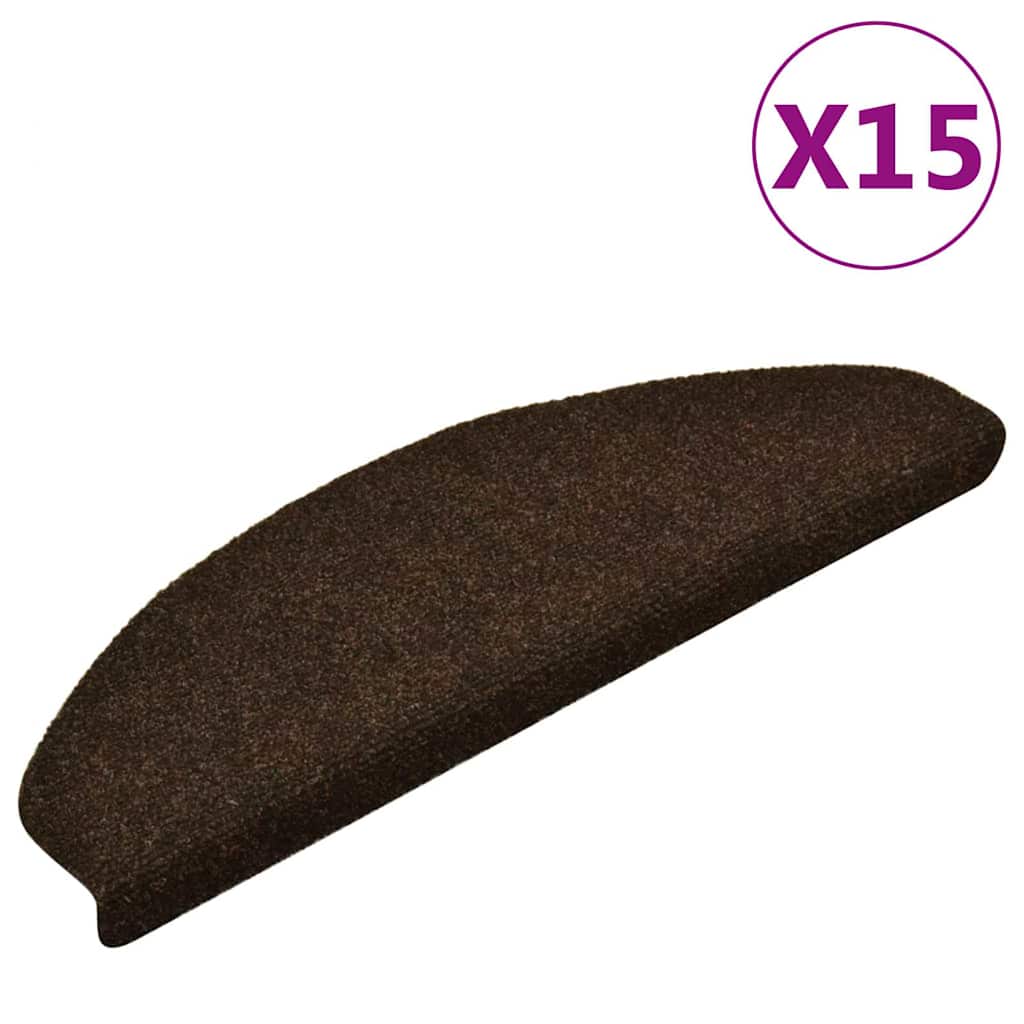 trappemåtter selvklæbende 15 stk. 65x21x4 cm brune halvrund store