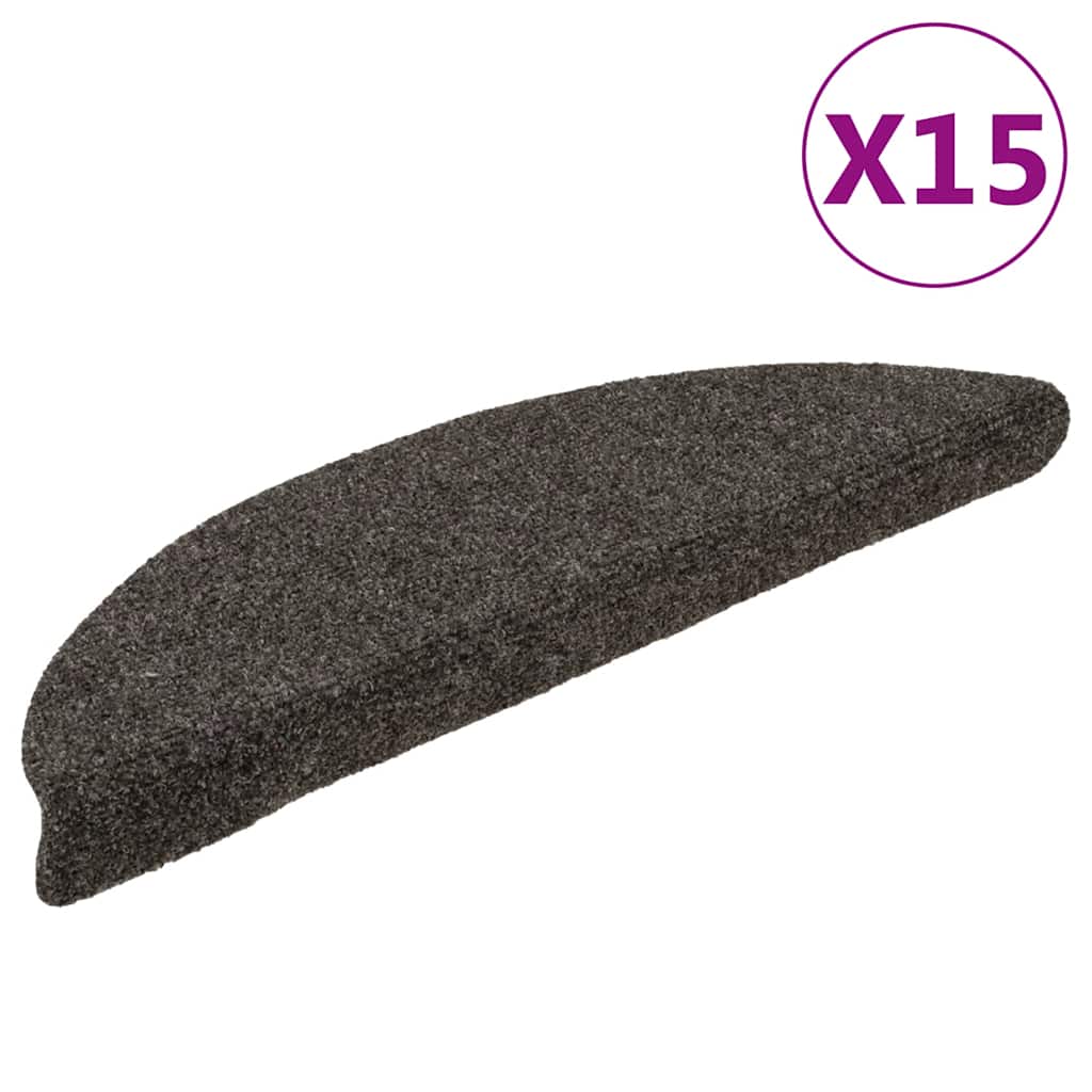 trappemåtter selvklæbende 15 stk. 56x17x3 cm antracit halvrund