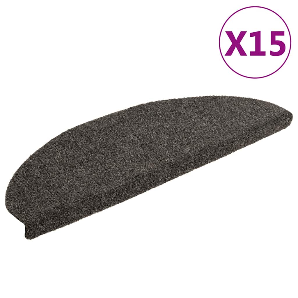 trappemåtter selvklæbende 15 stk. 65x21x4 cm antracit halvrund store