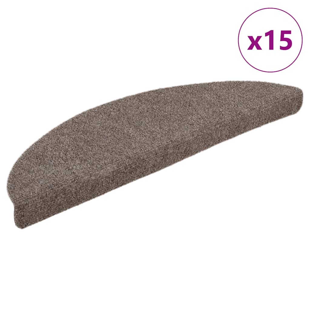 trappemåtter selvklæbende 15 stk. 65x21x4 cm beige halvrund store