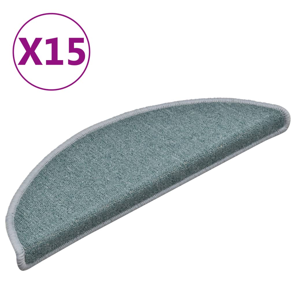 trappemåtter 15 stk. 56x17x3 cm havblå halvrund
