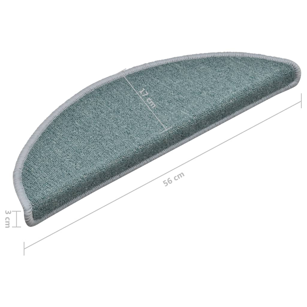 trappemåtter 15 stk. 56x17x3 cm havblå halvrund