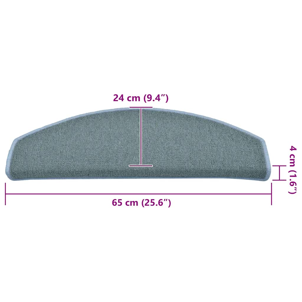 trappemåtter 15 stk. 65 x 24 x 4 cm havblå halvrund store