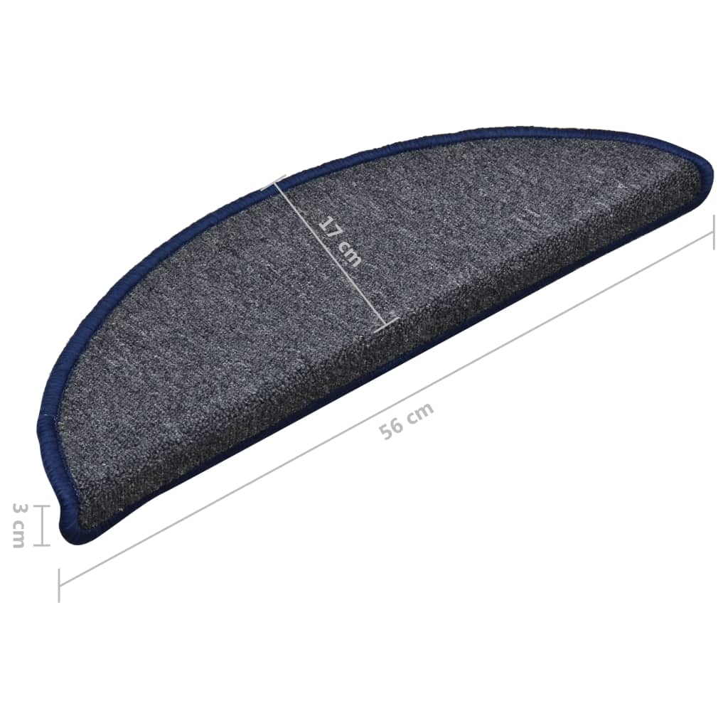 trappemåtter 15 stk. 56x17x3 cm mørkegrå og blå halvrunde
