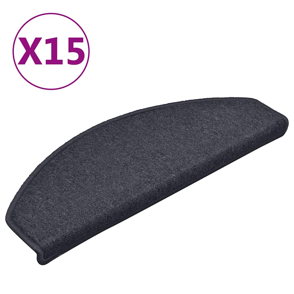 trappemåtter 15 stk. 65 x 24 x 4 cm mørkegrå og blå halvrunde store