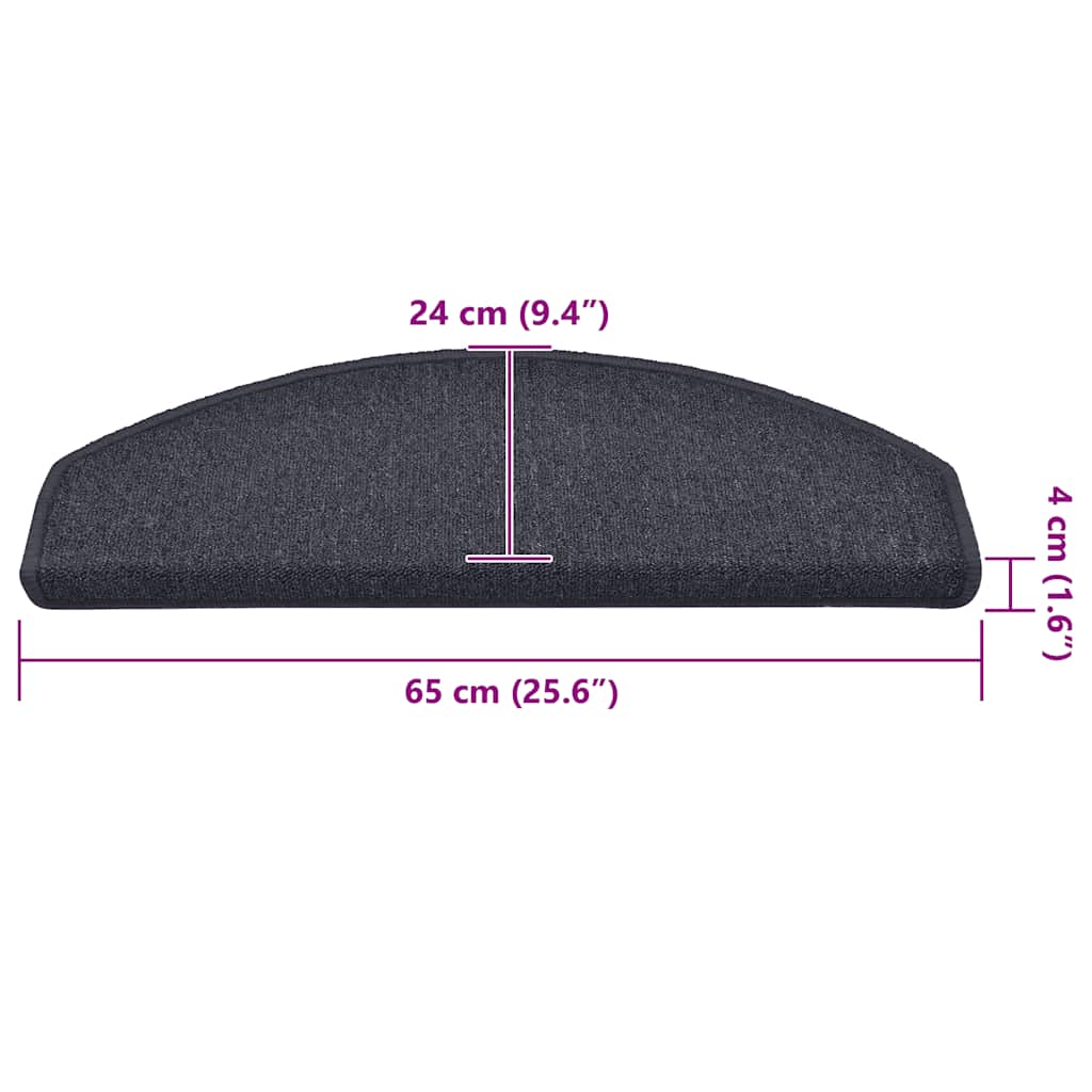 trappemåtter 15 stk. 65 x 24 x 4 cm mørkegrå og blå halvrunde store