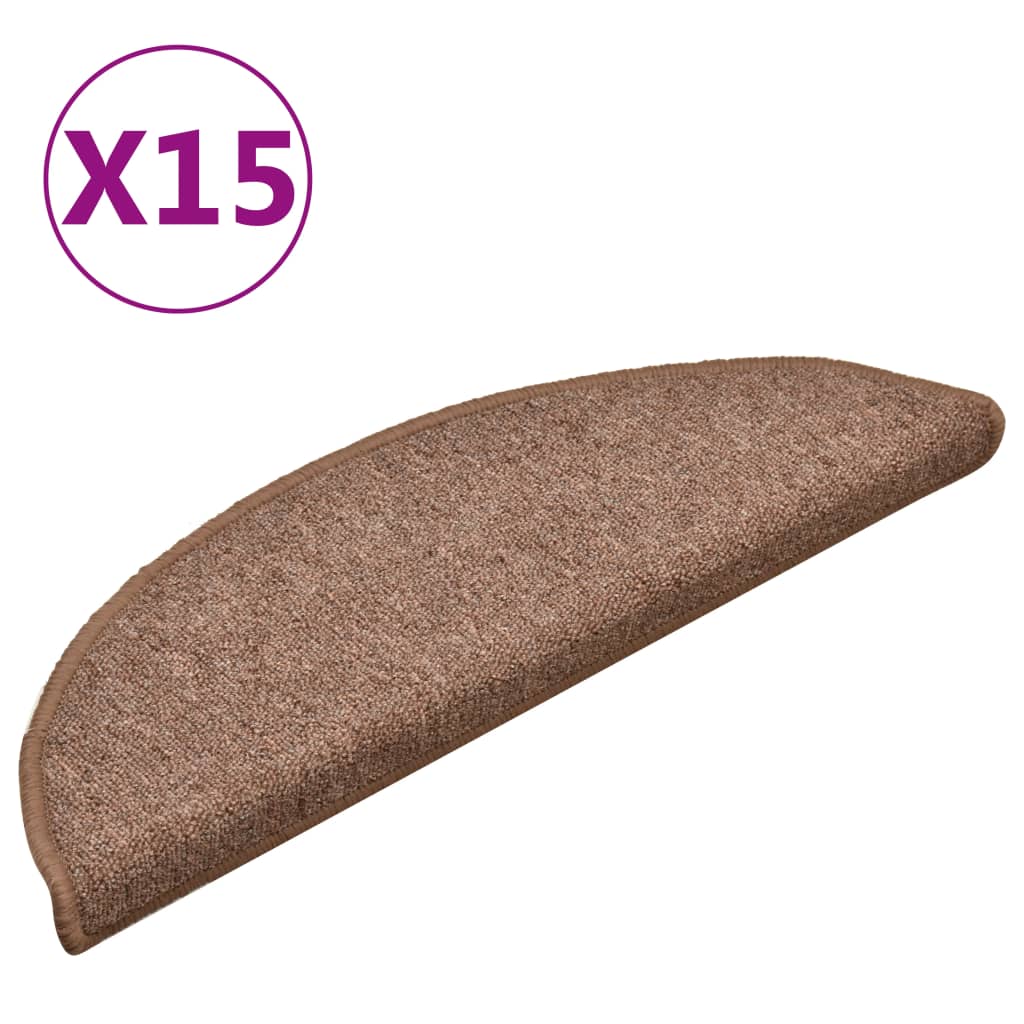 trappemåtter 15 stk. 56x17x3 cm brun
