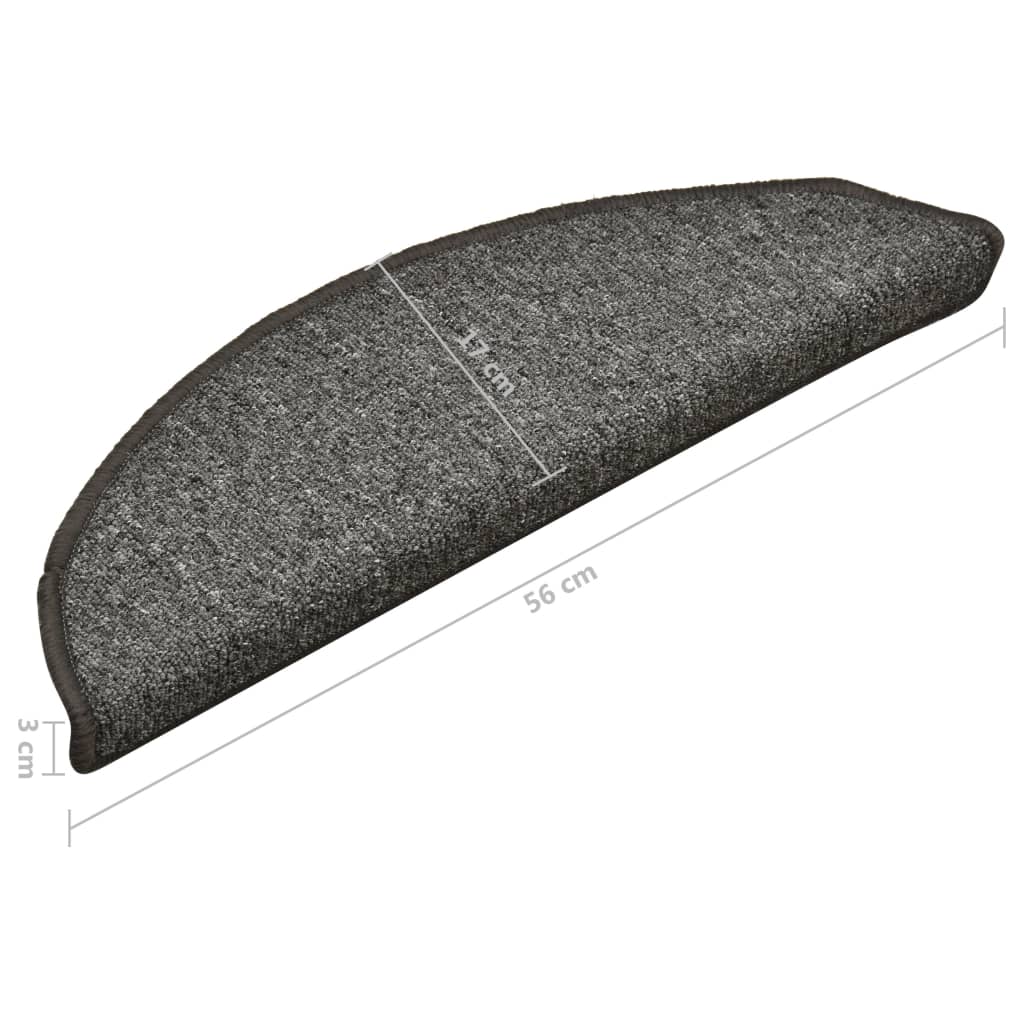trappemåtter 15 stk. 56x17x3 cm mørkegrå halvrunde