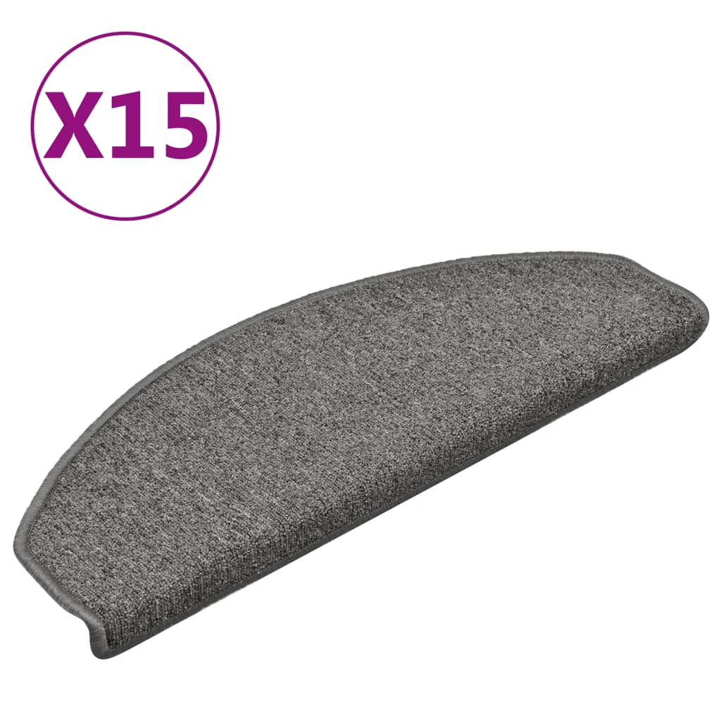trappemåtter 15 stk. 65x24x4 cm mørkegrå halvrunde store
