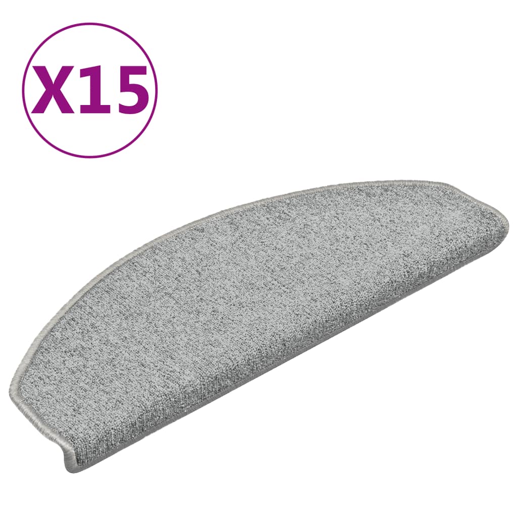 trappemåtter 15 stk. 65x24x4 cm lysegrå halvrunde store
