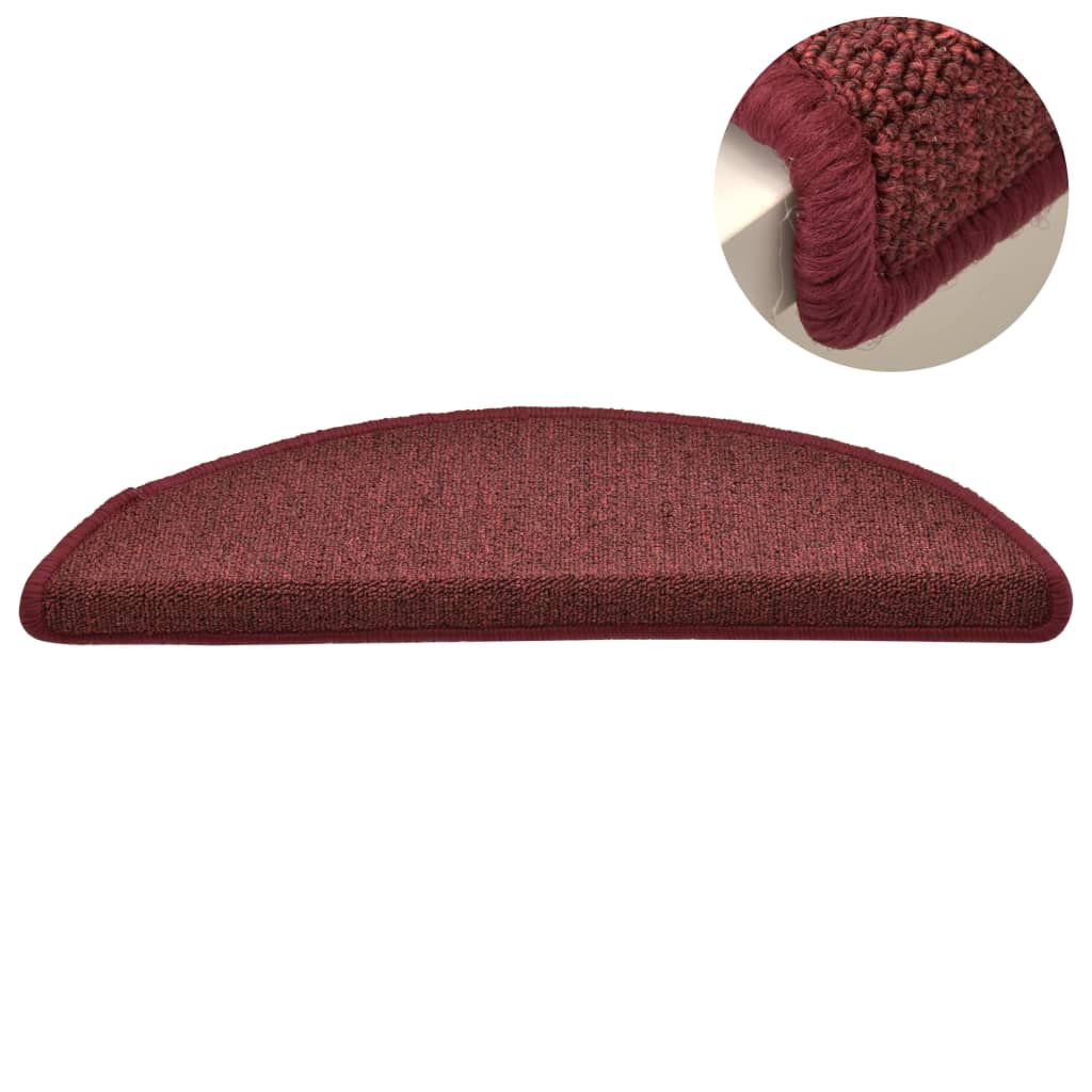 trappemåtter 15 stk. 56x17x3 cm bordeaux halvrund