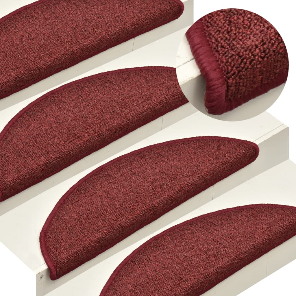trappemåtter 15 stk. 56x17x3 cm bordeaux halvrund