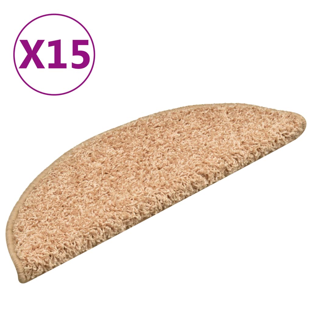 trappemåtter 15 stk. 56x17x3 cm guld halvrund