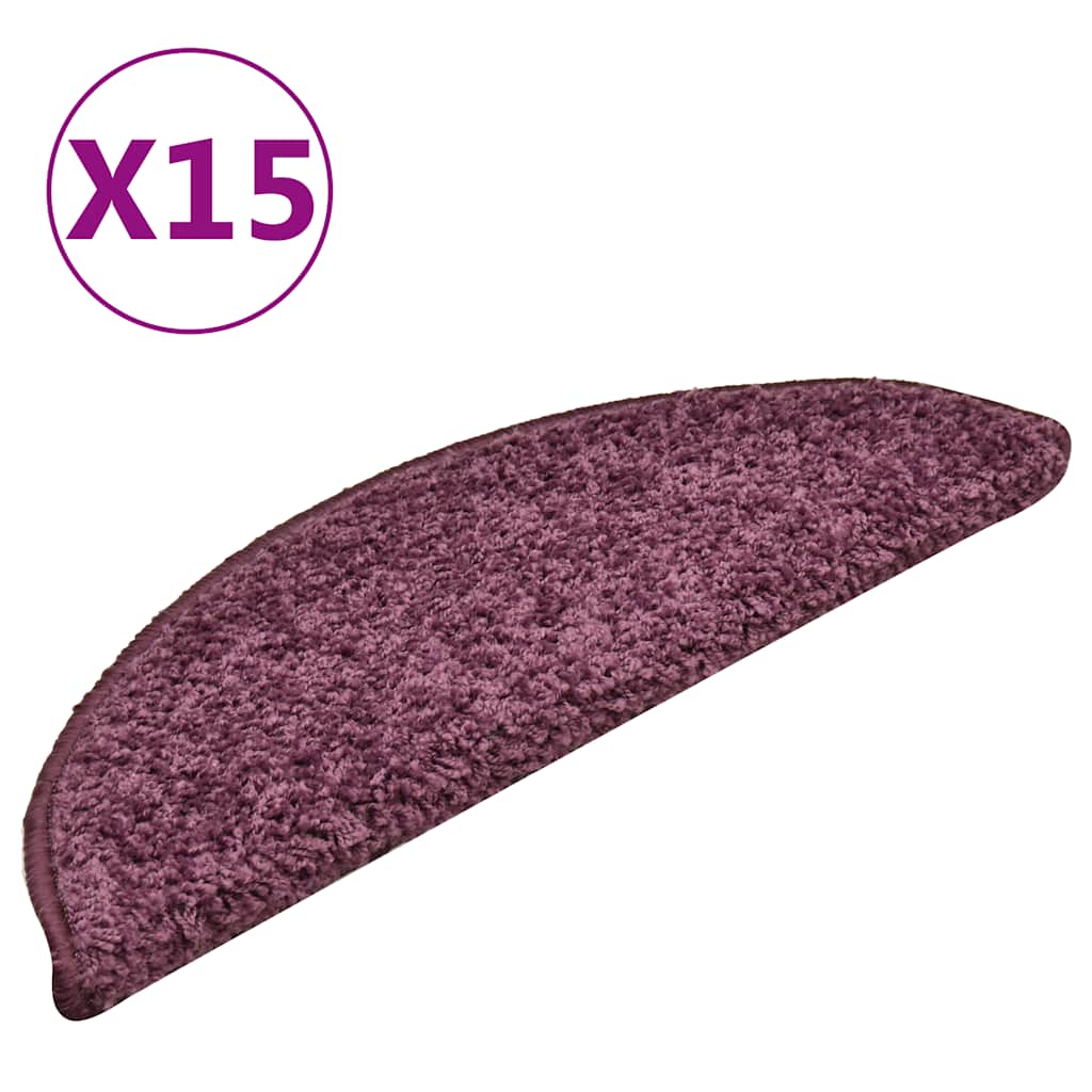 trappemåtter 15 stk. 56x17x3 cm mørkelilla halvrunde