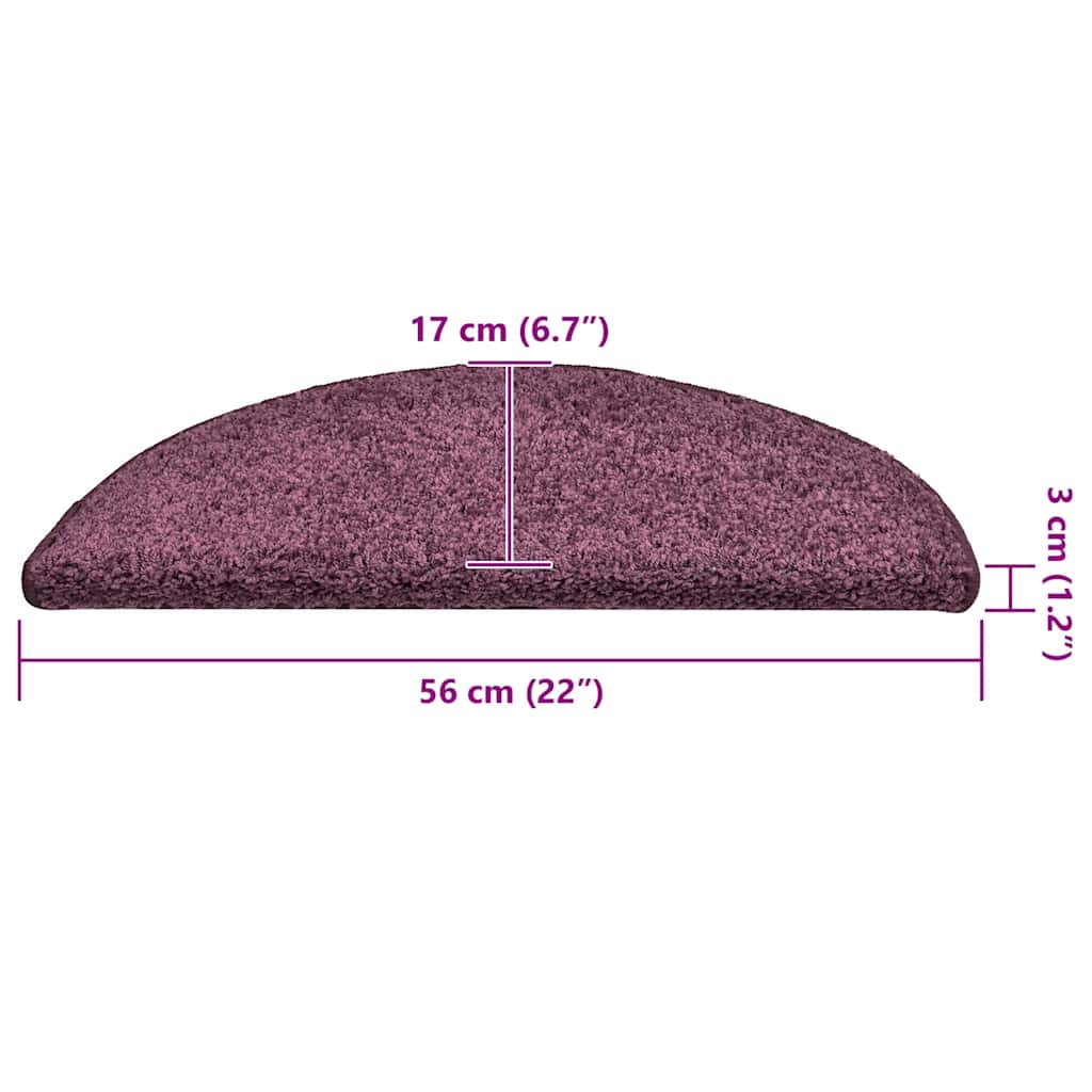 trappemåtter 15 stk. 56x17x3 cm mørkelilla halvrunde