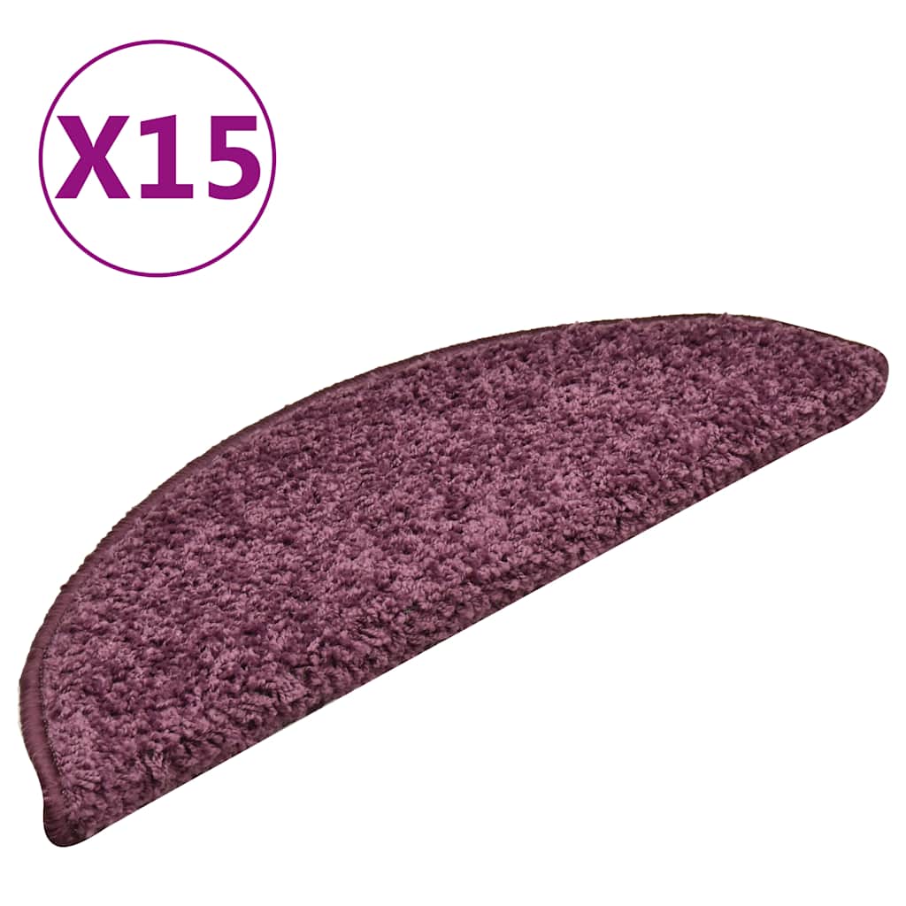 trappemåtter 15 stk. 56x17x3 cm mørkelilla halvrunde