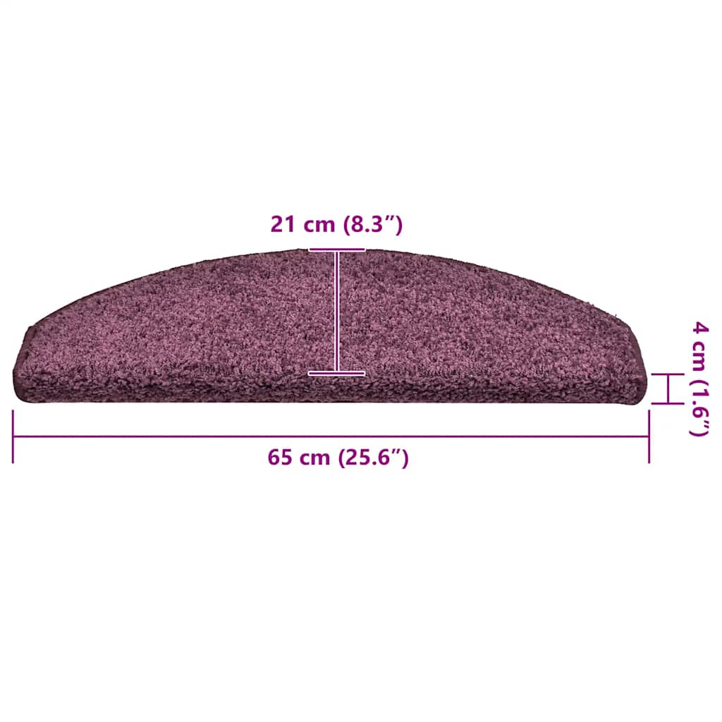 trappemåtter 15 stk. 65 x 21 x 4 cm mørkelilla halvrunde store