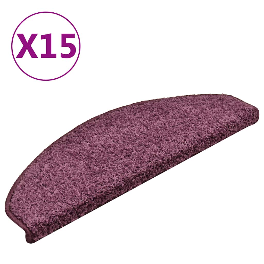 trappemåtter 15 stk. 65 x 21 x 4 cm mørkelilla halvrunde store
