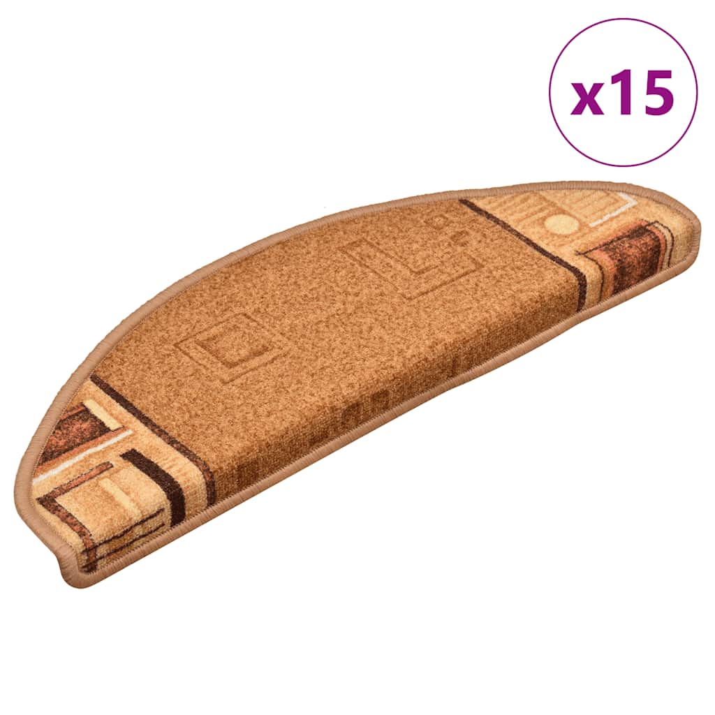 selvklæbende trappemåtter 15 stk. 65x21x4 cm beige