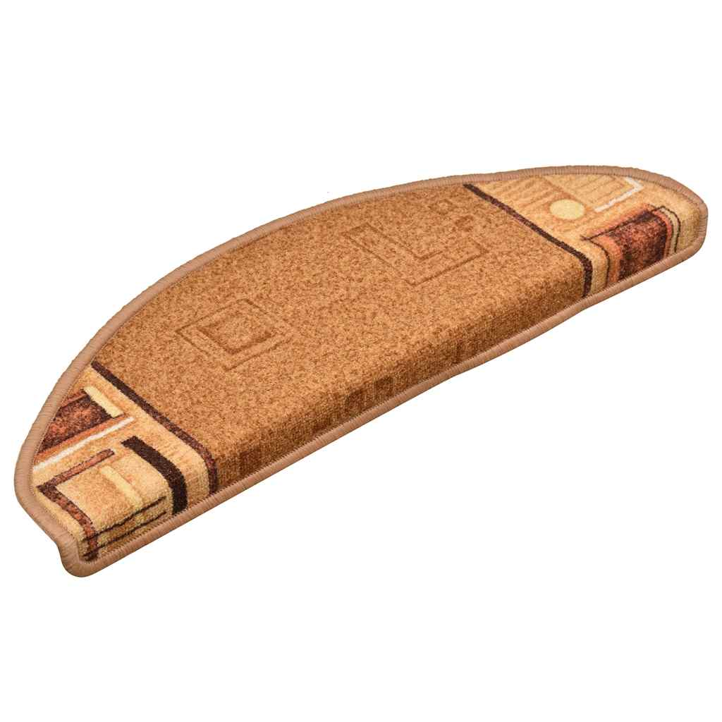 selvklæbende trappemåtter 15 stk. 65x21x4 cm beige