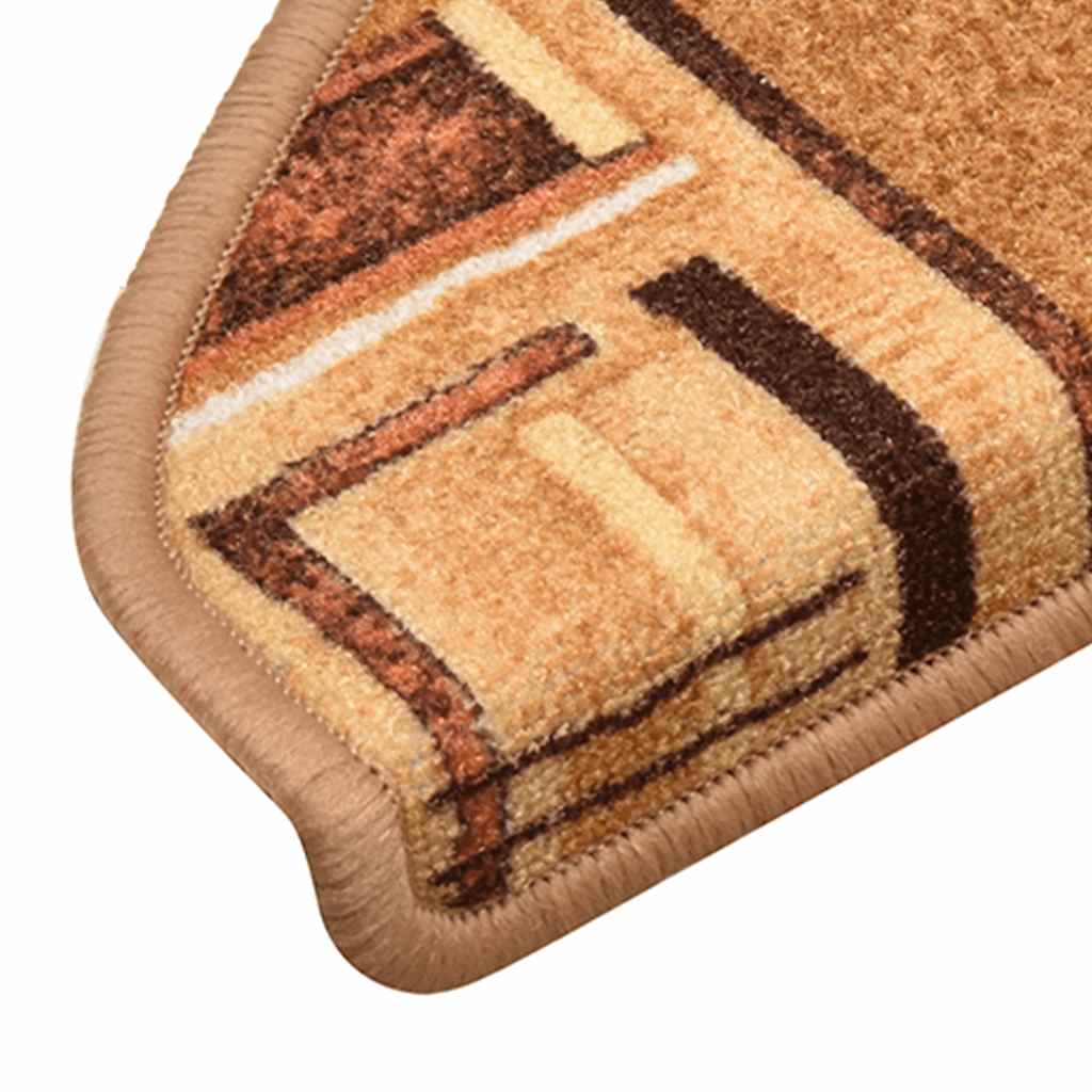 selvklæbende trappemåtter 15 stk. 65x21x4 cm beige