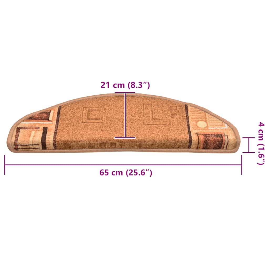 selvklæbende trappemåtter 15 stk. 65x21x4 cm beige