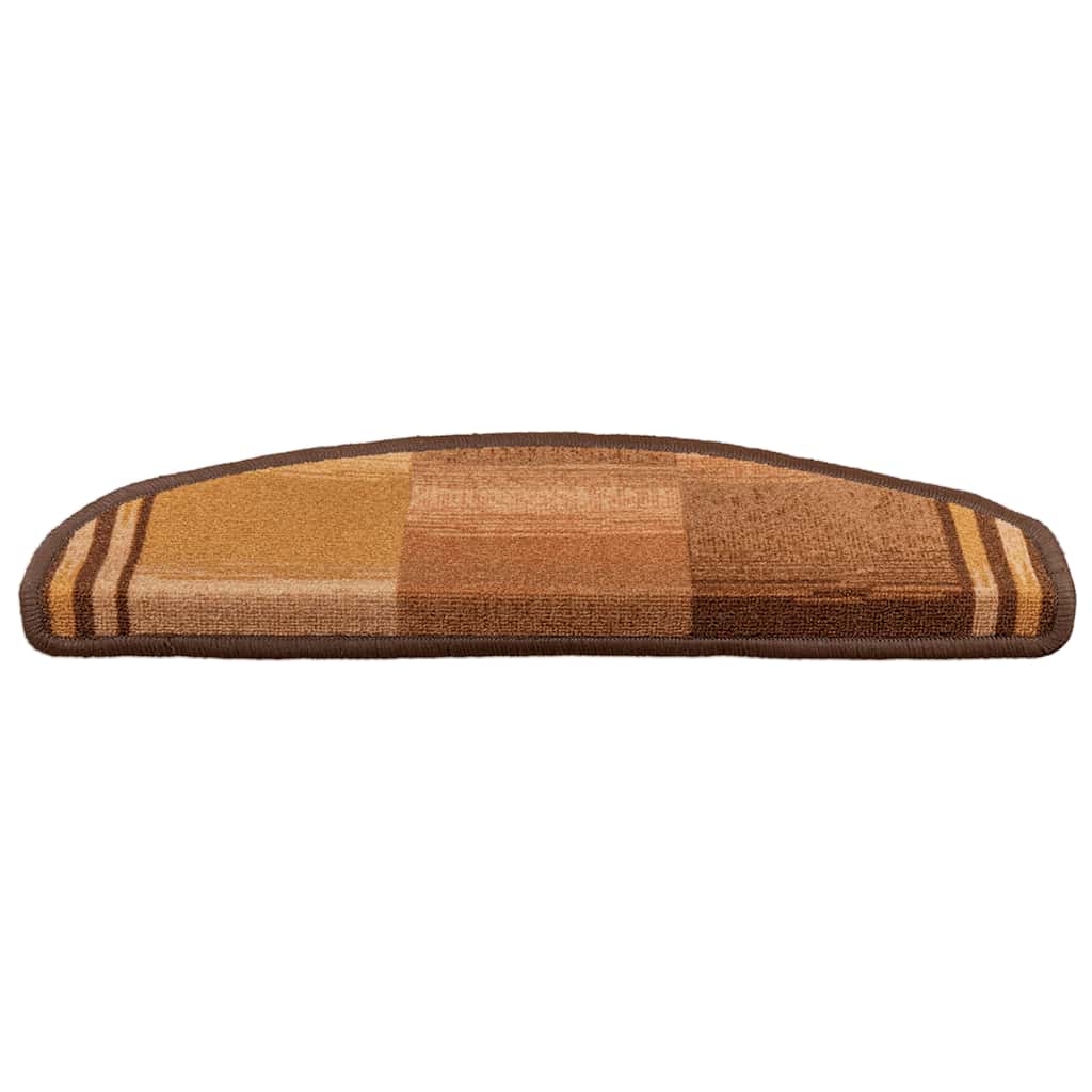 selvklæbende trappemåtter 15 stk. 65x21x4 cm brun