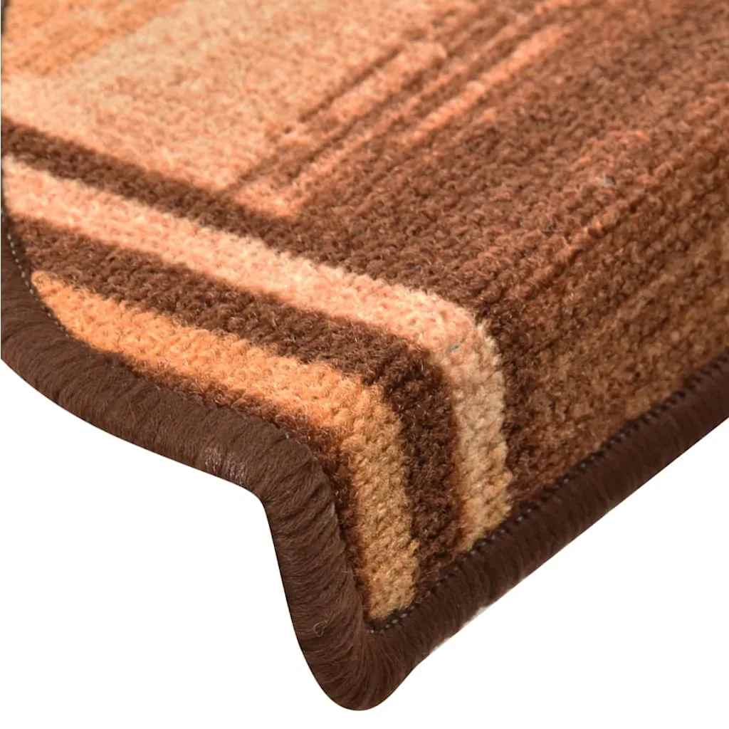 selvklæbende trappemåtter 15 stk. 65x21x4 cm brun