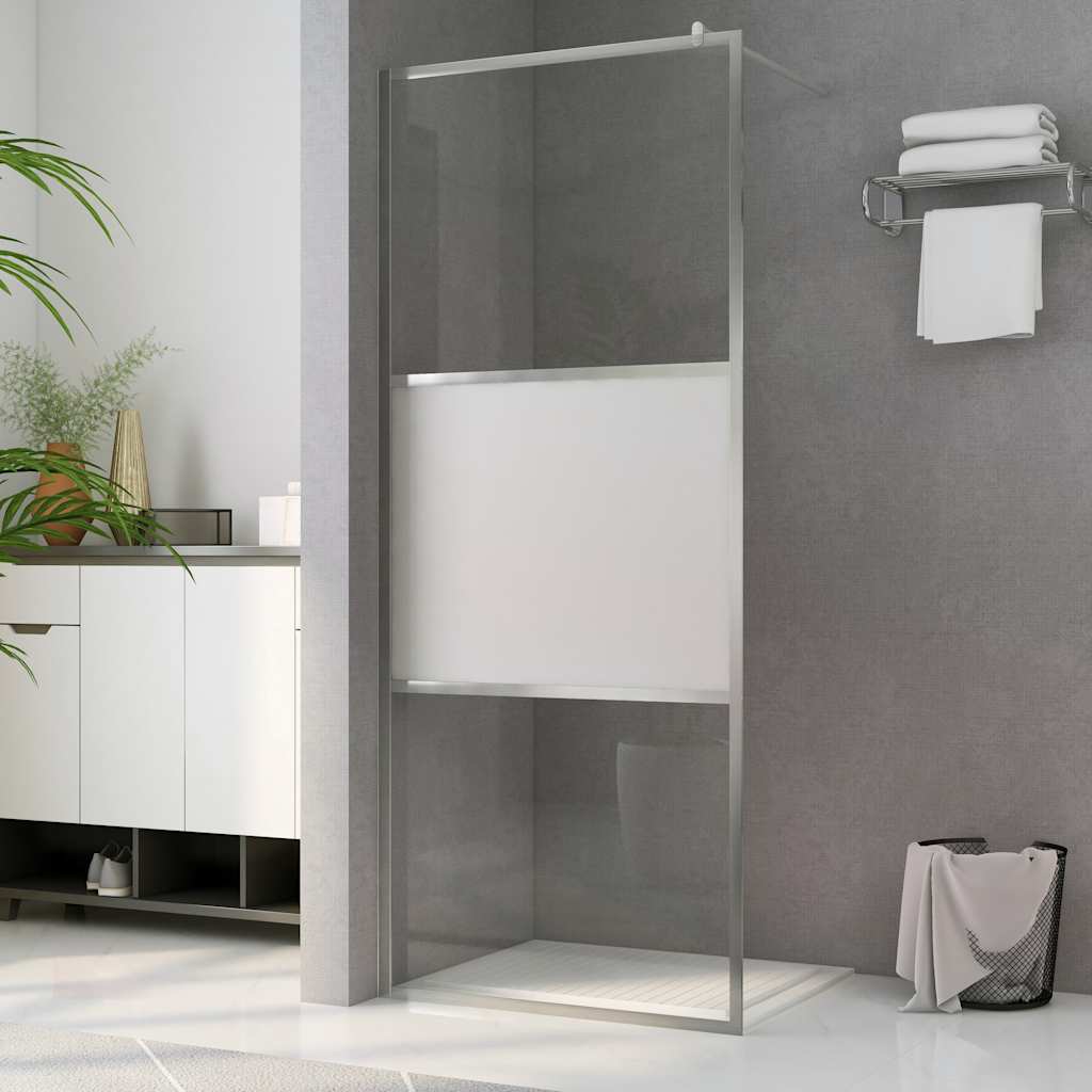 brusevæg med halvt matteret ESG-glas 80x195 cm