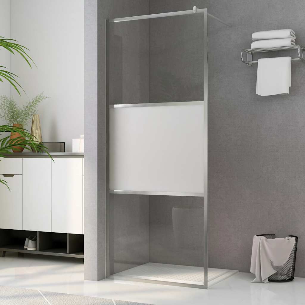 brusevæg med halvt matteret ESG-glas 90x195 cm