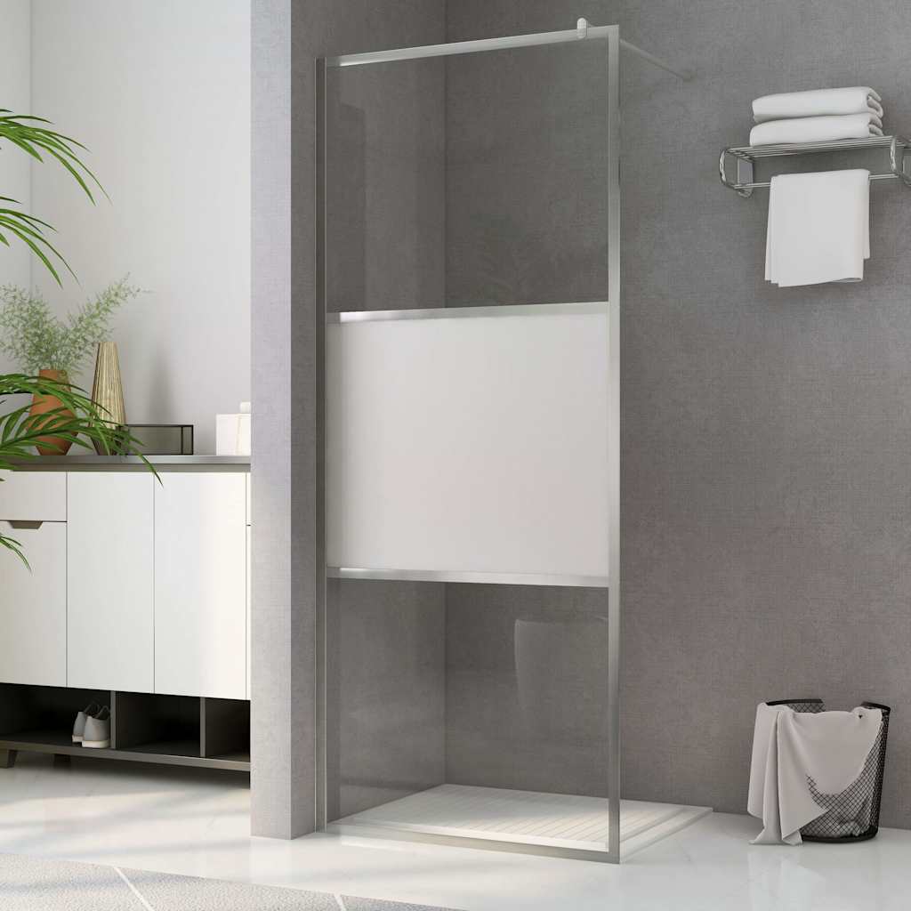 brusevæg med halvt matteret ESG-glas 100x195 cm