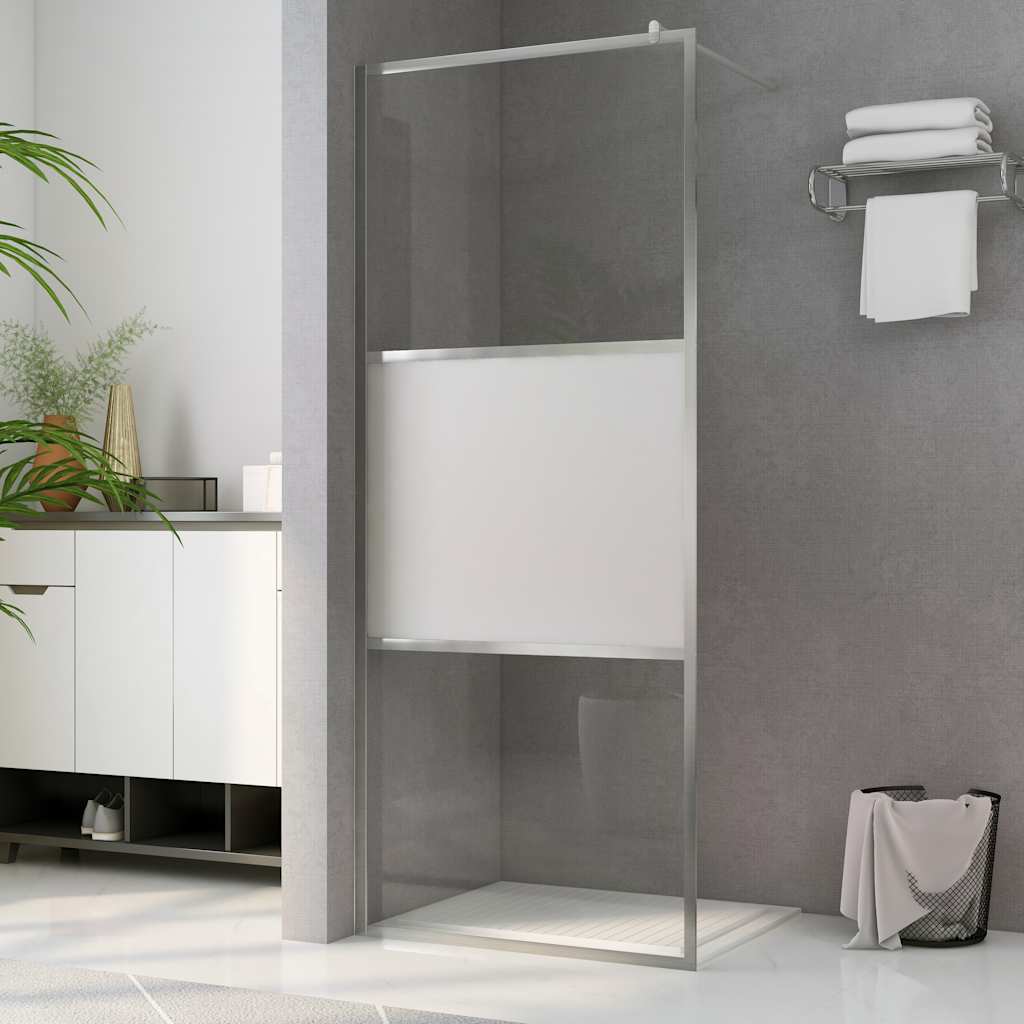 brusevæg med halvt matteret ESG-glas 115x195 cm