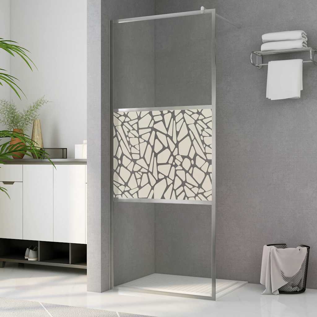 brusevæg ESG-glas med stendesign 90x195 cm