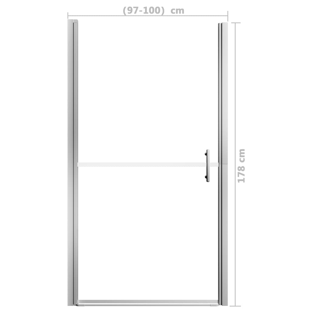 brusedør 100x178 cm matteret hærdet glas