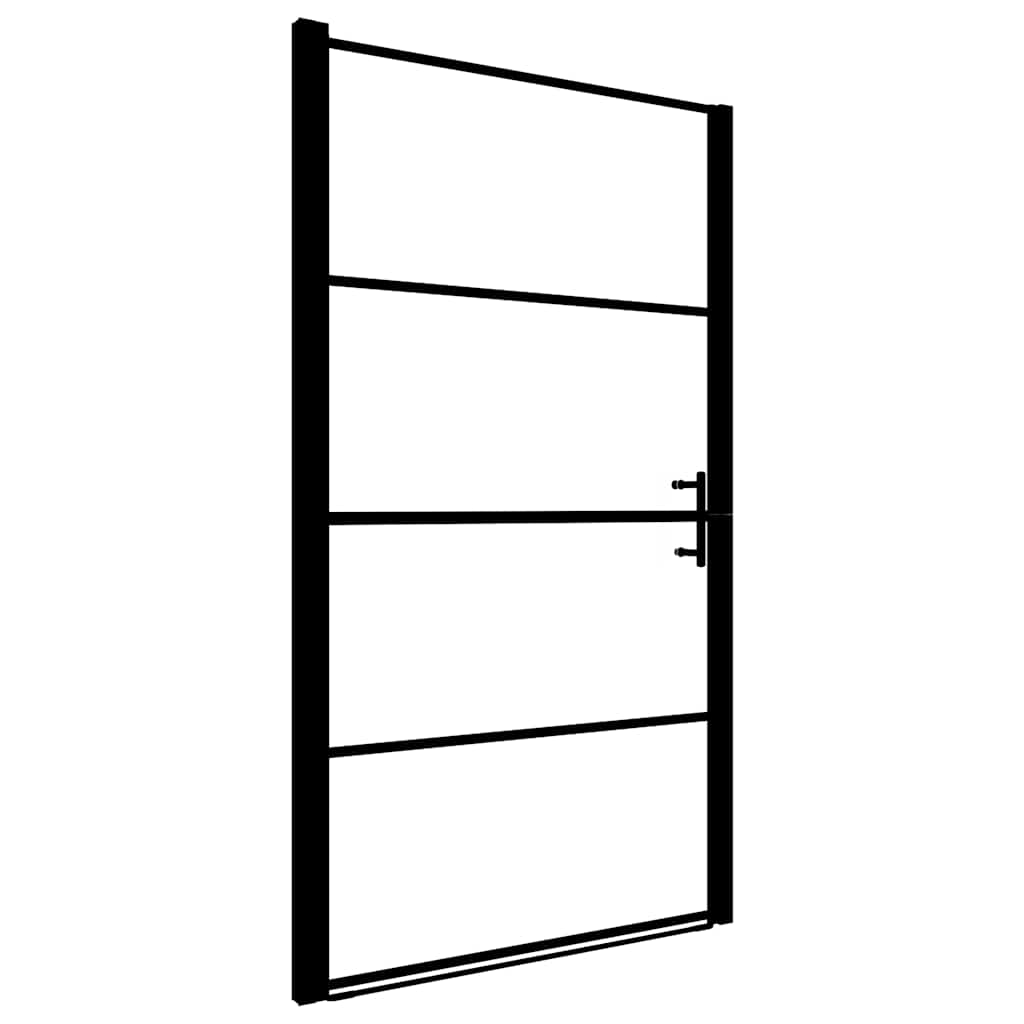 brusedør 91x195 cm matteret hærdet glas sort