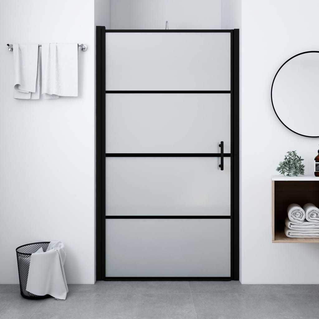brusedør 100x178 cm matteret hærdet glas sort