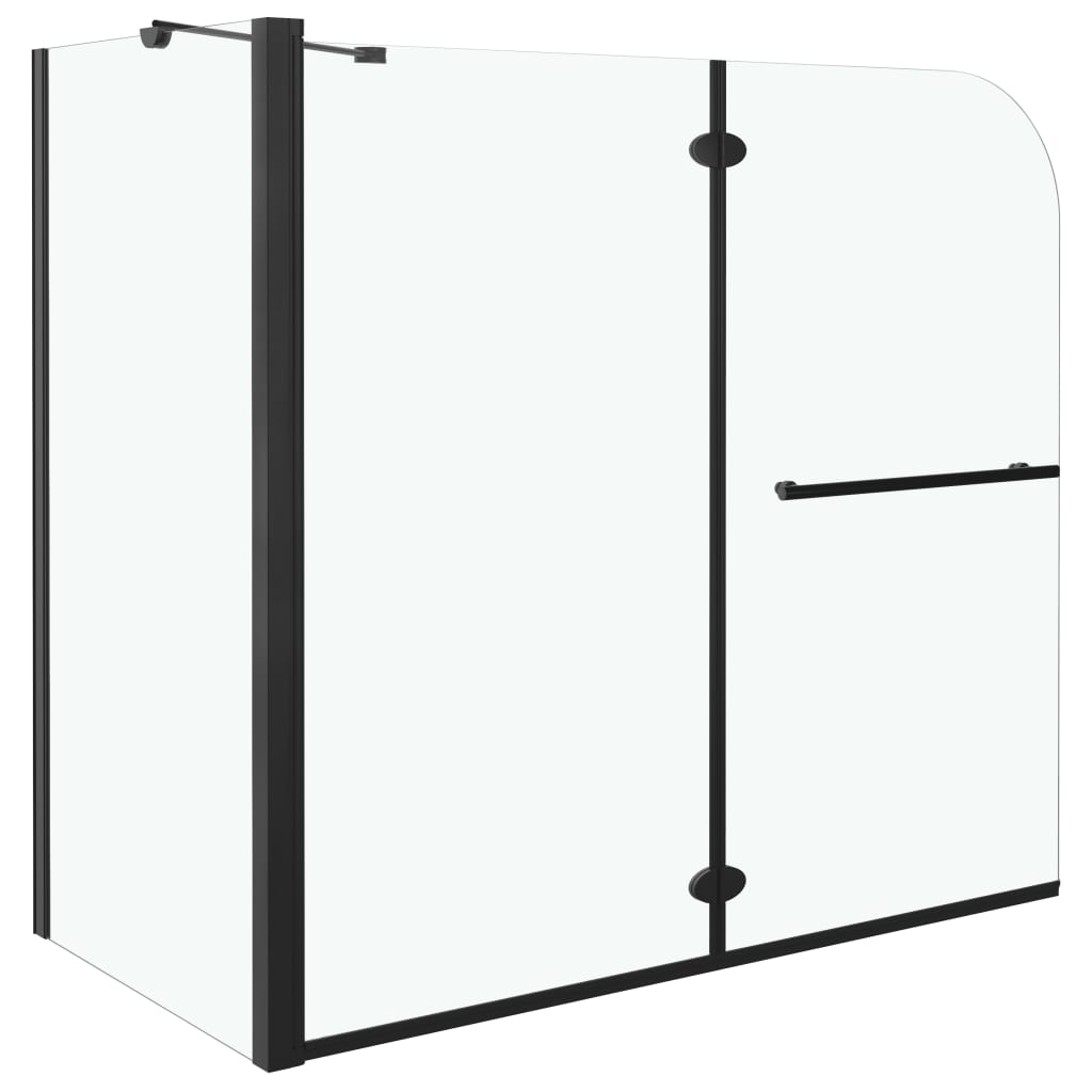 foldbar brusevæg 120x68x130 cm sikkerhedsglas sort