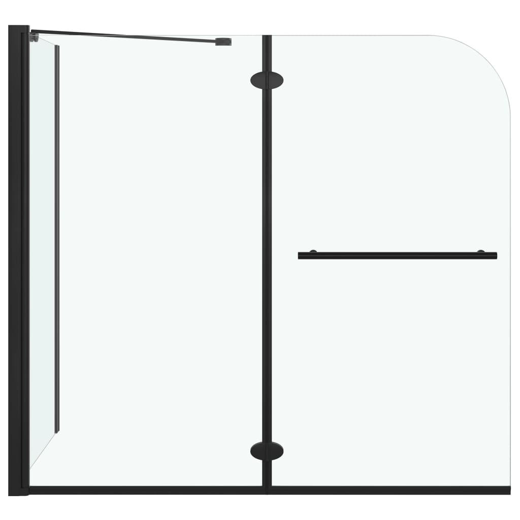 foldbar brusevæg 120x68x130 cm sikkerhedsglas sort